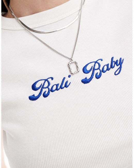 ASOS White Baby Tee With Embroidered Bali Baby Graphic