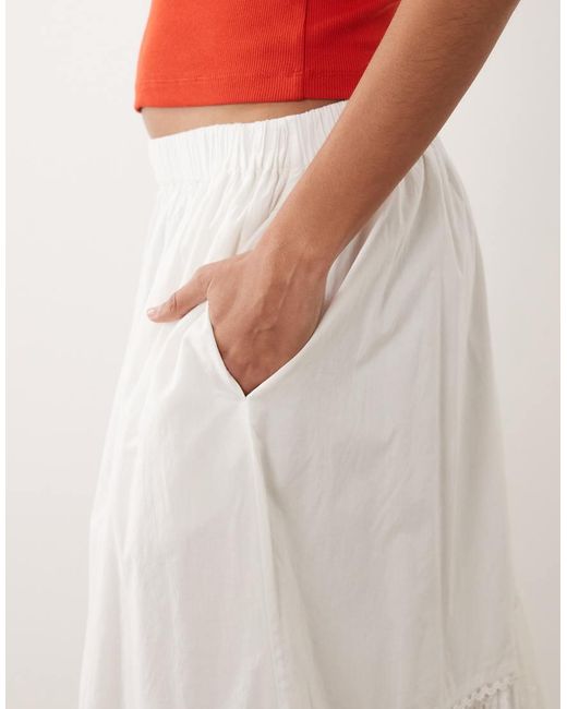 Barbour Pink Avebury Tiered Lace Trim Broderie Midi Skirt