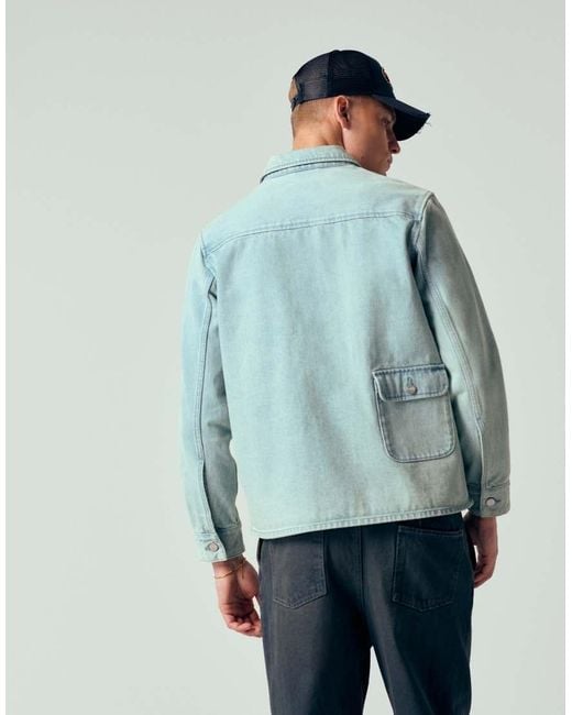 Pompeii UK Blue Pompeii Denim Button Up Chore Jacket for men