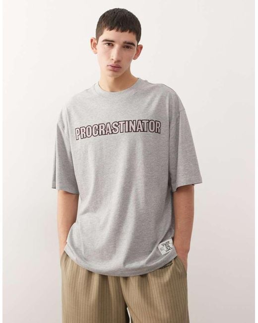 Collusion Gray Slogan T-Shirt for men