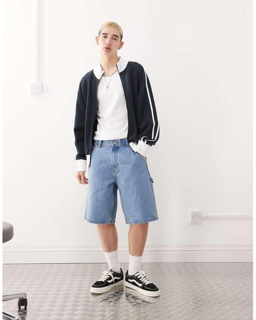 Vans Blue Drill Chore Loose Fit Denim Shorts for men