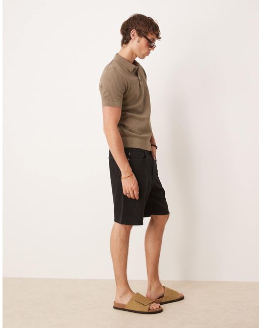 SELECTED Black Alex Regular Fit Denim Shorts for men