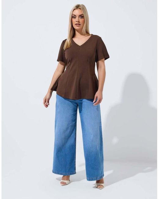 Yours Clothing Blue V-Neck Corset Top