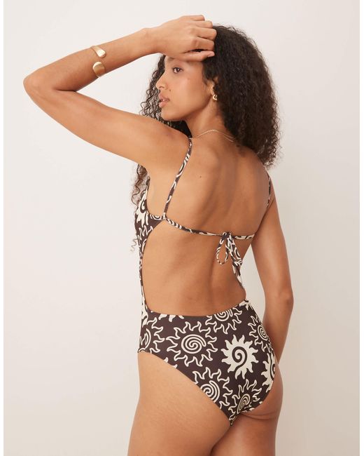 Maillot 1 pièce à imprimé soleil Mango en coloris Brown