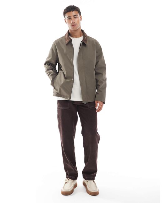 Jack & Jones Gray Harrington Jacket With Cord Collar for men
