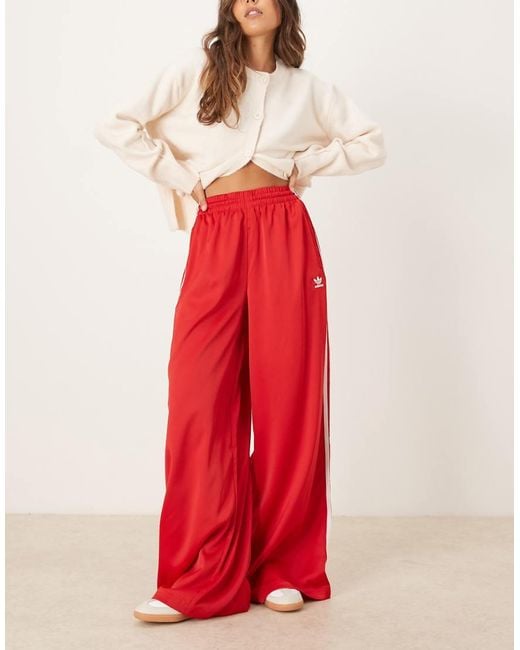Adidas Originals Red Wide Leg Satin joggers