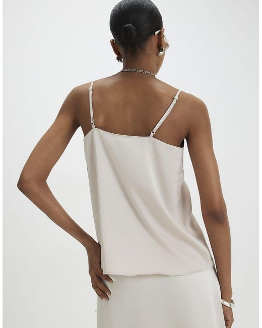 River Island White Satin Lace Trim Cami Top
