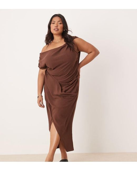 ASOS Asos Design Curve Linen Fallen Twist Shoulder Wrap Skirt Detail Midi Dress in Brown | Lyst UK ASOS Asos Design Curve Linen Fallen Twist Shoulder Wrap Skirt Detail Midi Dress in Brown | Lyst UK
