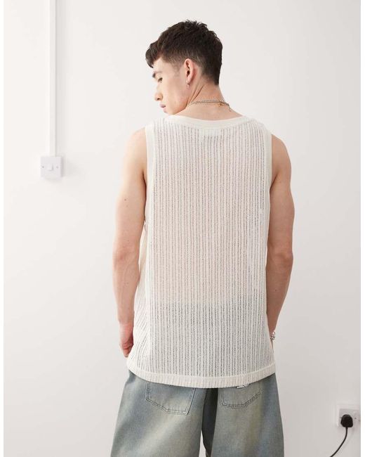 Top Blanco Hueso Sin Mangas De Punto Calado De Weekday de hombre de color Natural