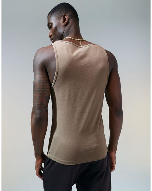 Camiseta sin mangas ajustada en marrón ASOS de hombre de color Gray