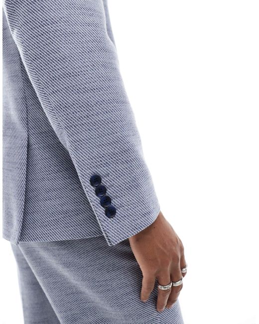ASOS – zweireihige, texturierte anzugjacke in Blue für Herren