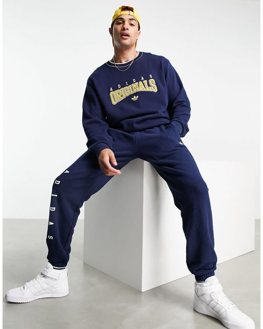 Adidas Originals Blue 'retro Revival' Logo Graphics Sweatshirt for men