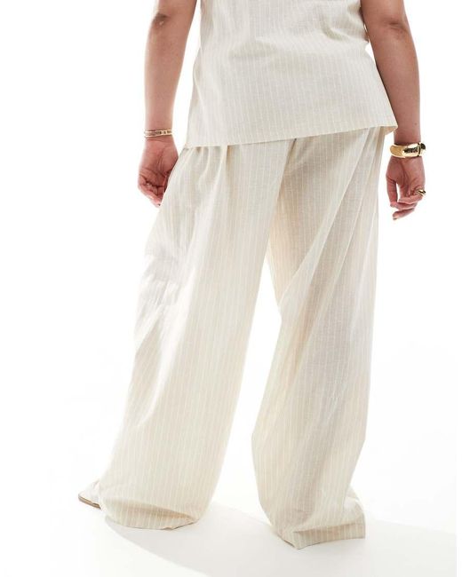 Pantalones Playeros Beis A Rayas Blancas Exclusivos De (Parte De Un Conjunto)-Neutro Esmee Curve de color White