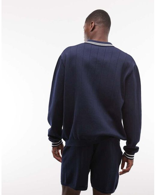 Alma de Ace Blue Pluto Button Up Collar Cardigan Co-Ord for men
