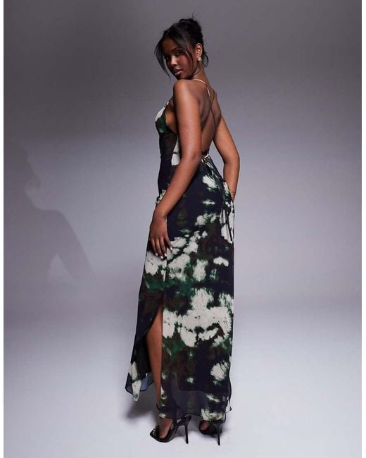 ASOS Blue Bias Strappy Cross Back Maxi Dress