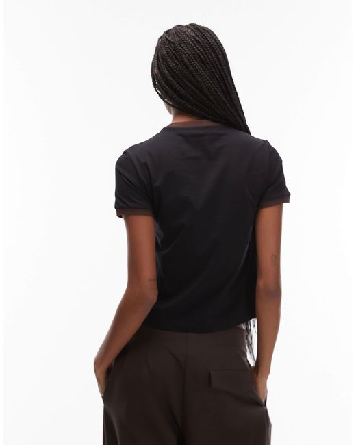 laagam Black Hera Cotton Logo Ringer T-shirt