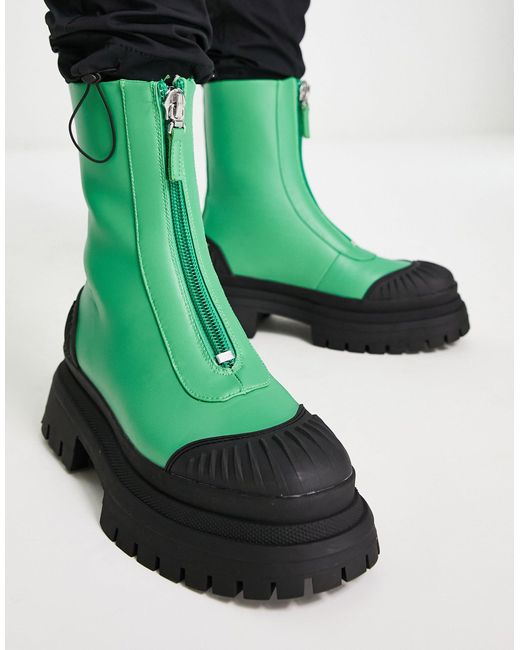 ASOS Rubber Chelsea Boot With Zip Front in Green for Men Lyst UK