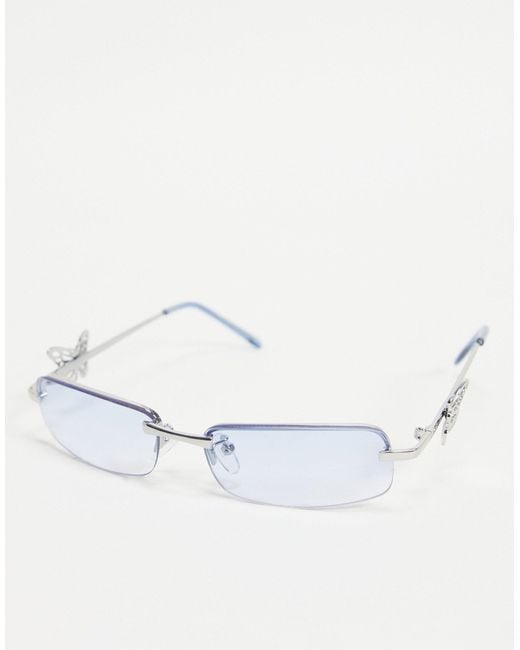 Bershka Blue – rahmenlose sonnenbrille im stil der 90er