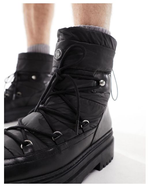 Walk London Black Element Snow Boots for men