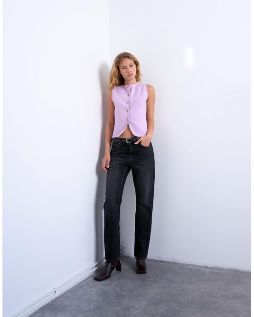 TOPSHOP Purple Knitted Compact Waistcoat