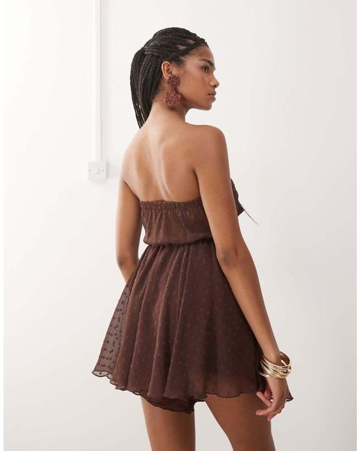Miss Selfridge Strandplaysuit Van Chiffon Met Gestrikte Voorkant in het Natural