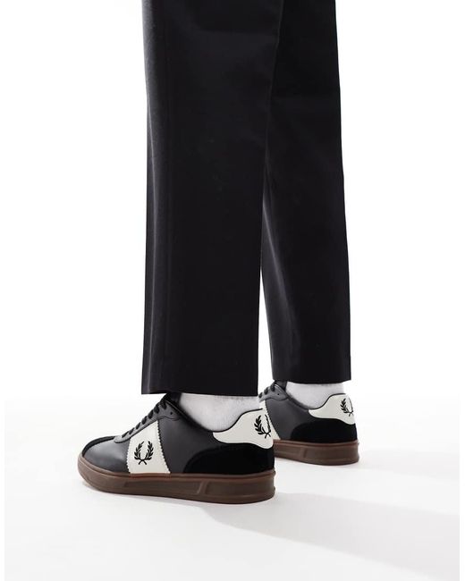 Fred Perry Black B4 Leather And Suede Trainers for men