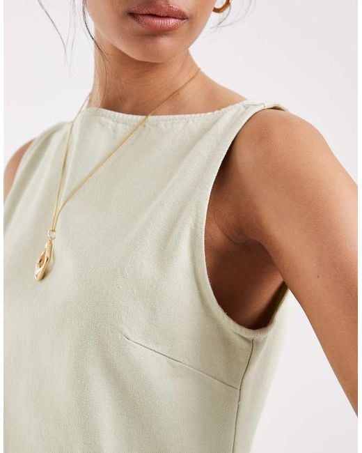 ASOS White Denim Fit And Flare Mini Dress Detail
