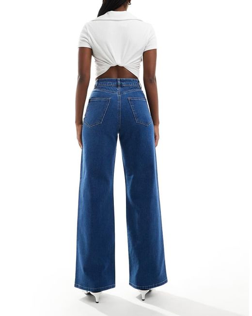 ONLY Blue Hope Wide Leg Jeans With Rhinestones