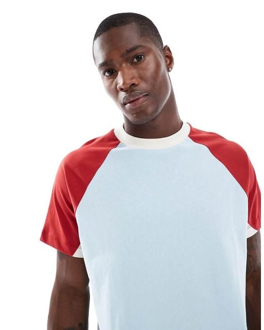 ASOS Ruimvallende Contrasterende Raglan in het Blue voor heren