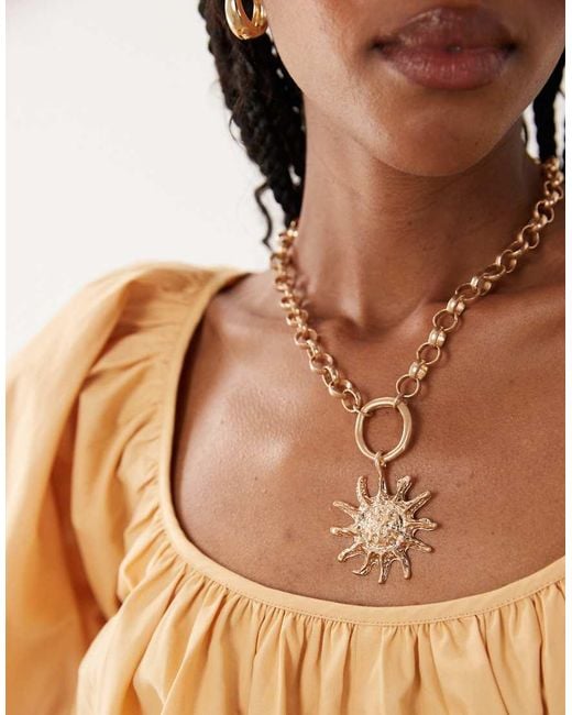 ASOS White Necklace With Chunky Chain And Sun Charm Pendant