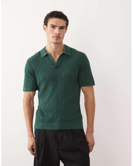 Abercrombie & Fitch Green Knitted Short Sleeve Polo for men