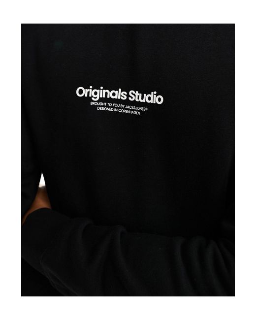 Jack & Jones Black Oversized Hoodie With Originals Logo for men