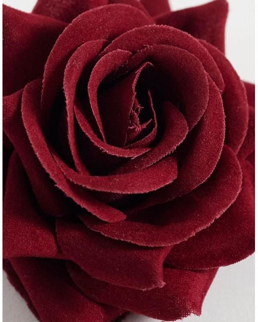 ASOS Red Fabric Rose Corsage Brooch for men