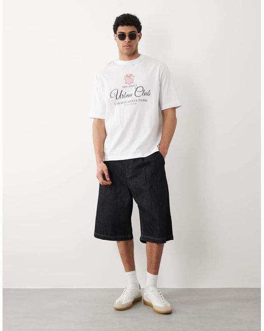 SELECTED White Oversized T-Shirt With Sports Graphic for men
