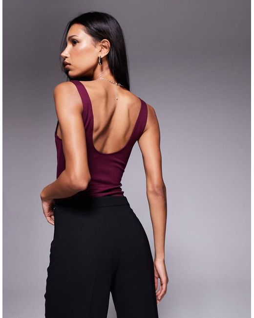 ASOS Body Van Polyamide Met Lage Ronde Hals in het Purple