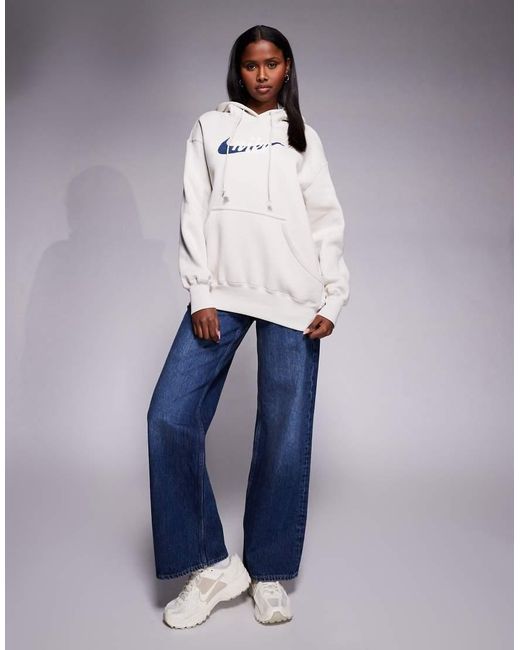 Nike Gray Phoenix Fleece Oversized Logo Hoodie