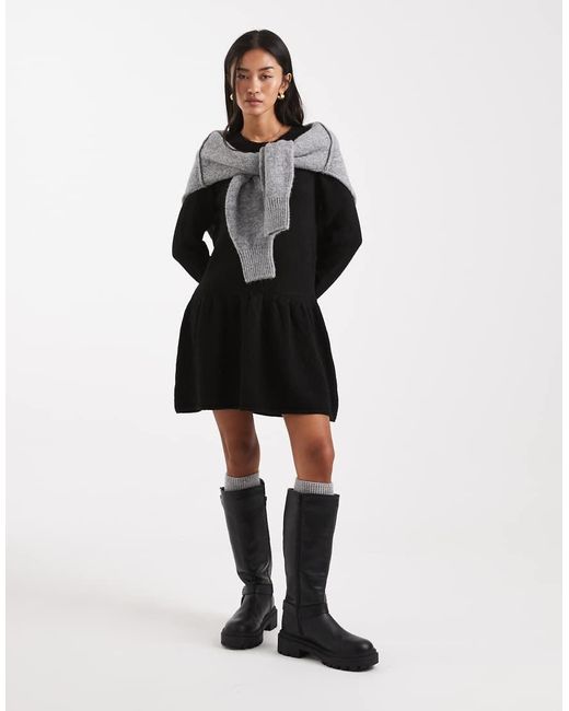 Vero Moda Black Soft Knitted Button Front Mini Dress