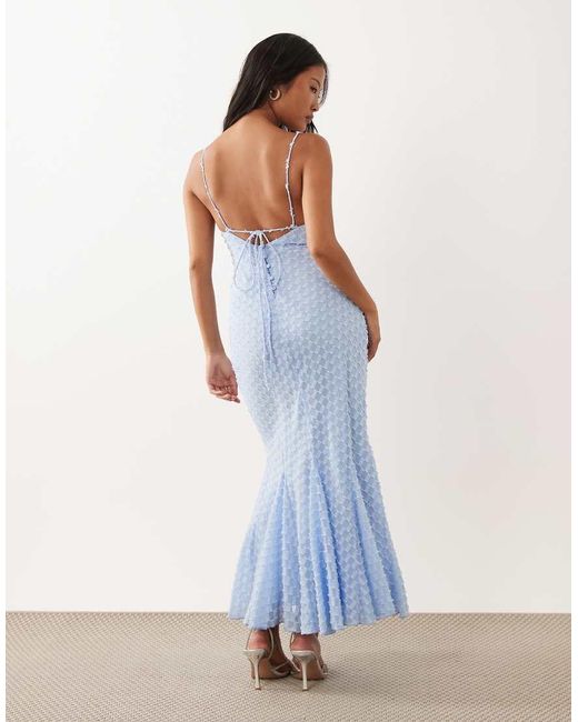 ASOS Blue Asos Design Petite Bias Plunge Cami Maxi Dress With Full Godets And Scarf Detail
