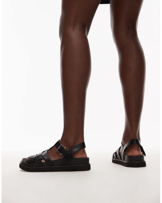 TOPSHOP Black Jason Flat Sandal