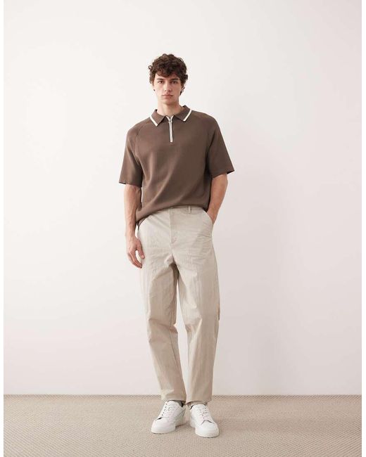 ASOS COLLECTIVE Natural Ac-b-252 Carrot Fit Cotton Nylon Blend Chinos for men