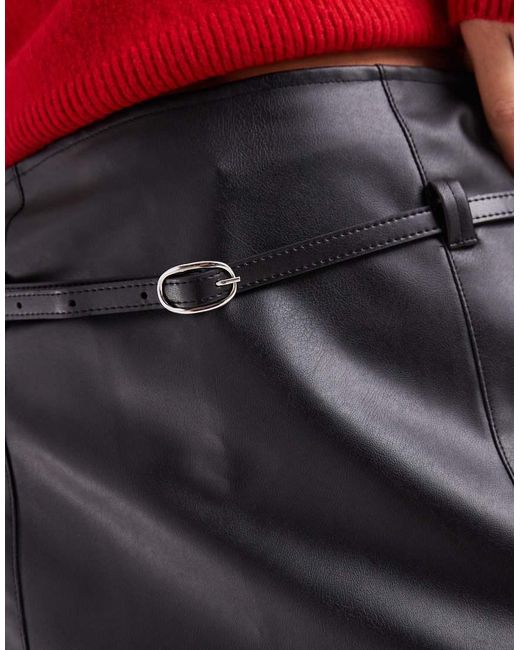ASOS Red Faux Leather Belt Detail Micro Mini Skirt