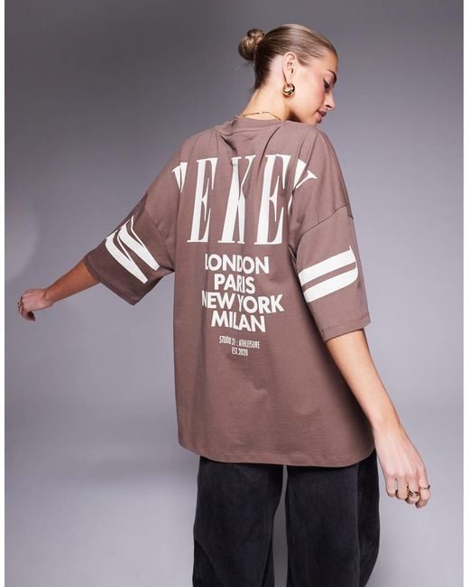 ASOS Gray Weekend Collective Icon Oversized T-shirt With Stacked Back Logo