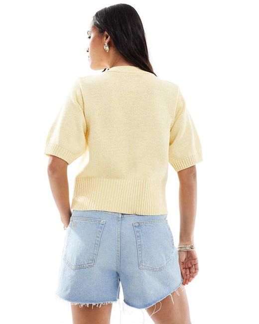 ASOS Compact Gebreid Vest Met Korte Mouwen in het Blue
