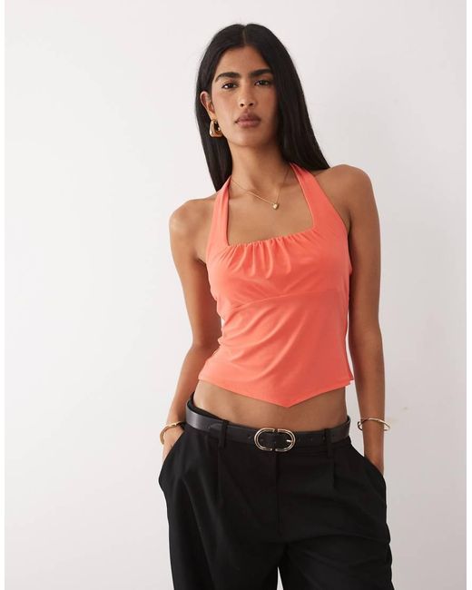 ASOS Red Square Ruched Halter Top
