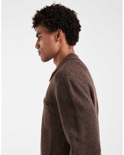 Levi's Brown Collared Half Zip Knitted Jumper for men