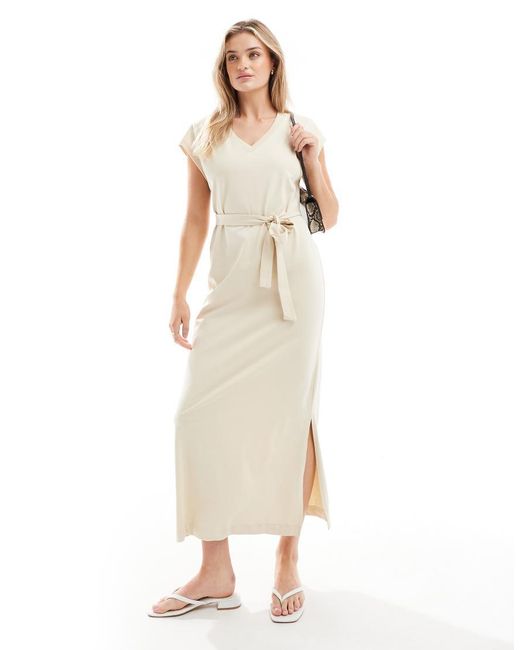 SELECTED Natural V-neck Jersey Maxi Dress