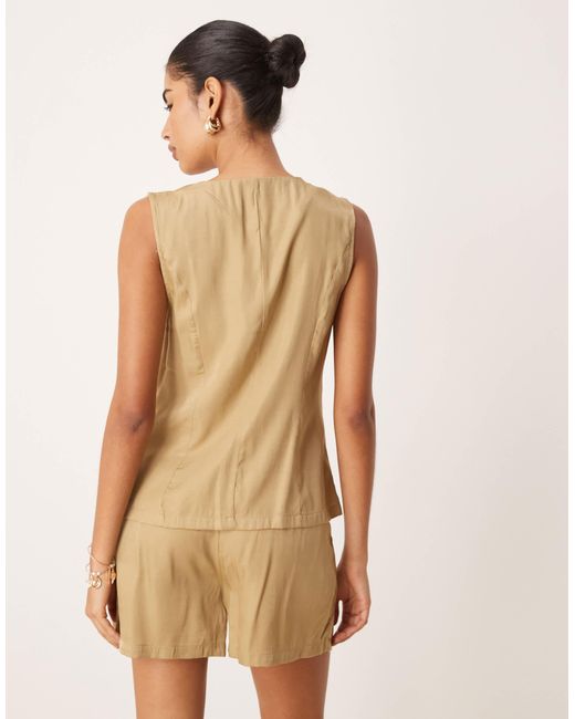Vila Natural Round Neck Waistcoat Co-ord