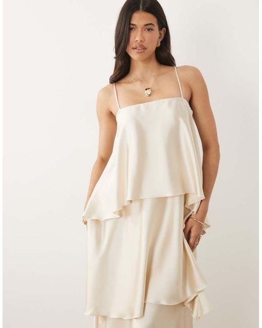 Pretty Lavish Natural Tove Cami Square Neck Extreme Tiered Ruffle Maxi Dress