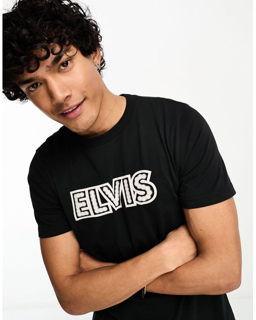 X elvis - t-shirt nera con stampa "before elvis" di Pretty Green in Black da Uomo