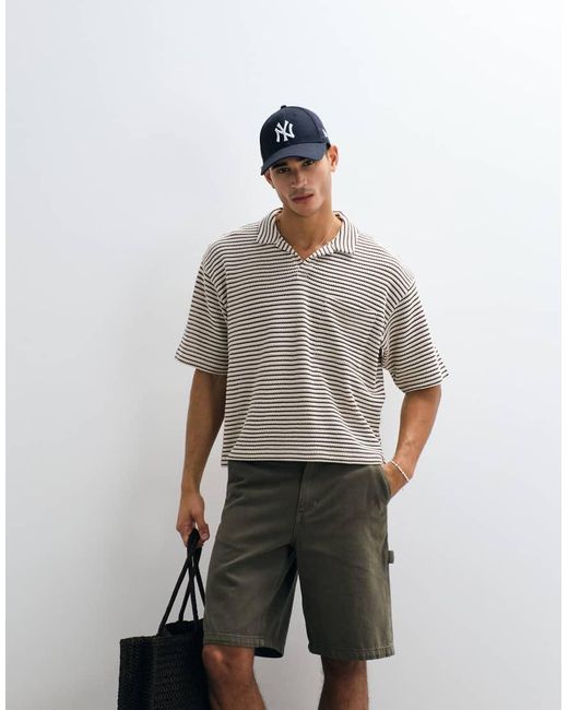 Reclaimed Vintage White Striped Polo for men